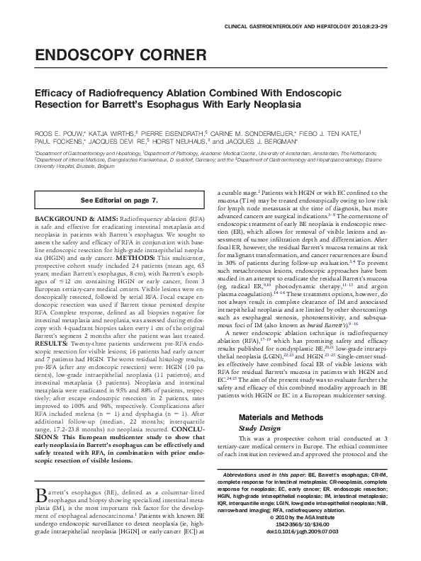 (PDF) Efficacy of Radiofrequency Ablation Combined With Endoscopic