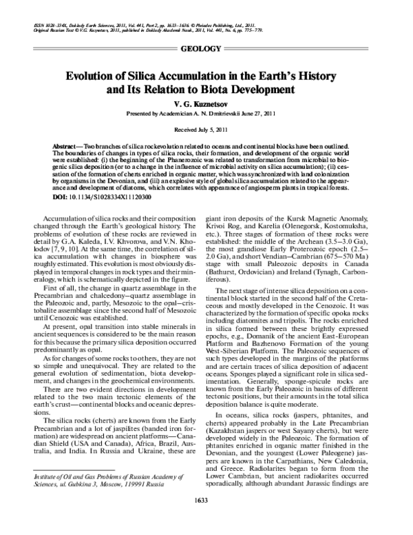 (PDF) Evolution of Silica Accumulation in the Earth’s History