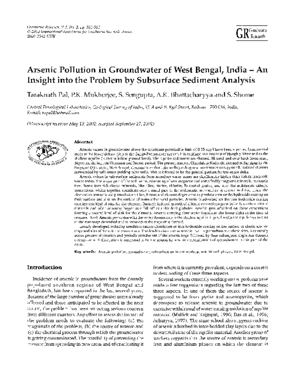 (PDF) Arsenic Pollution in Groundwater of West Bengal, India - An ...