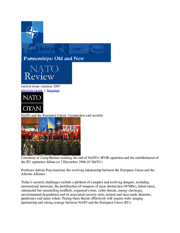 (DOC) NATO and the European Union: Cooperation and security