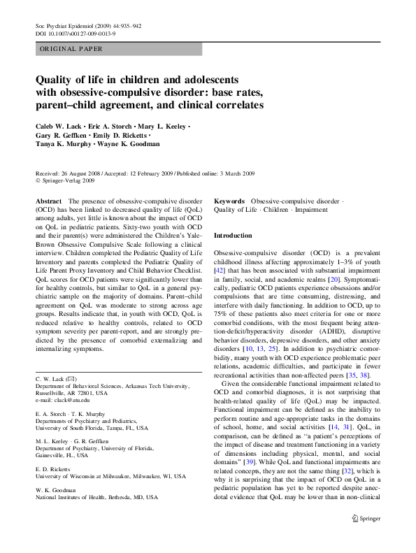 (PDF) Quality-of-life in children and adolescents with cystic fibrosis ...