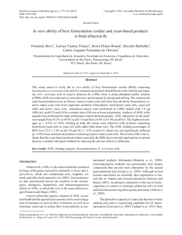 (PDF) In vitro ability of beer fermentation residue and yeastbased