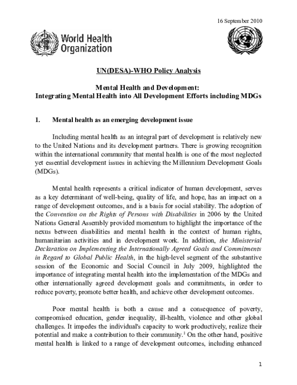 (DOC) UN(DESA)-WHO Policy Analysis Mental Health and Development ...