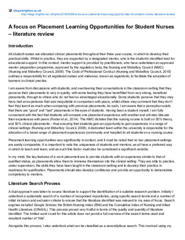 Nursing literature review dissertation examples image