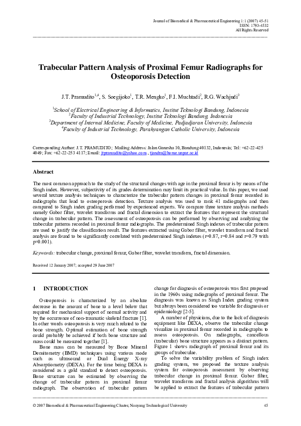 (PDF) Trabecular pattern analysis of proximal femur radiographs for ...