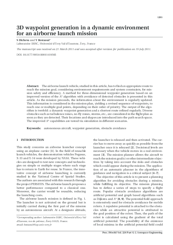 (PDF) 3D waypoint generation in a dynamic environment for an airborne ...
