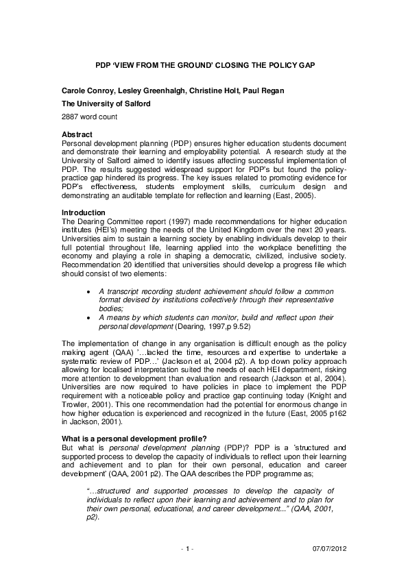 (PDF) PDP 'VIEW FROM THE GROUND' CLOSING THE POLICY GAP