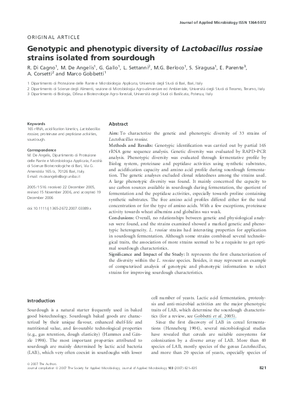 (PDF) Genotypic and phenotypic diversity of Lactobacillus delbrueckii ...