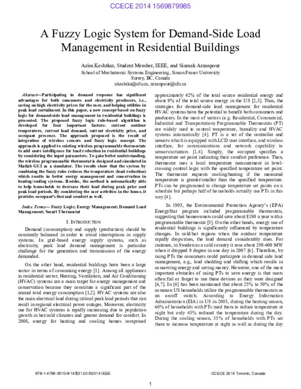 (PDF) A Fuzzy Logic System for Demand-Side Load Management in ...