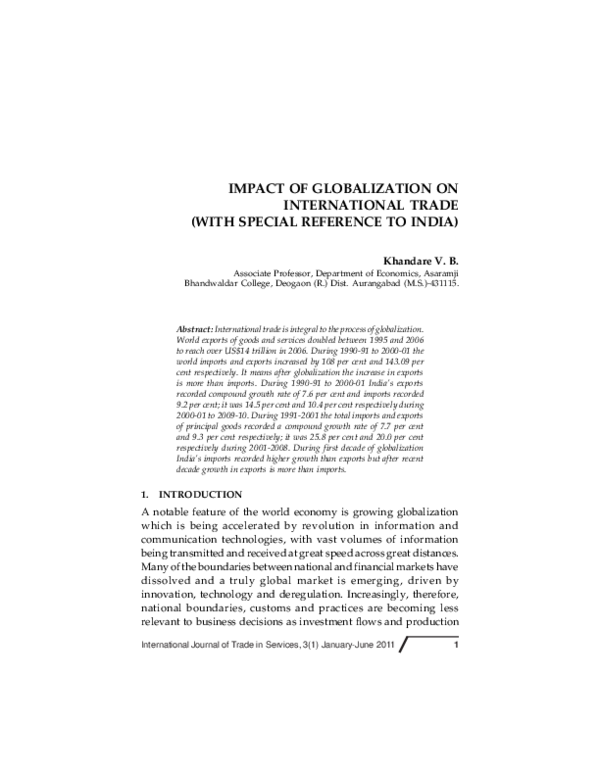 (PDF) Impact of Globalization on International Trade (With Special ...