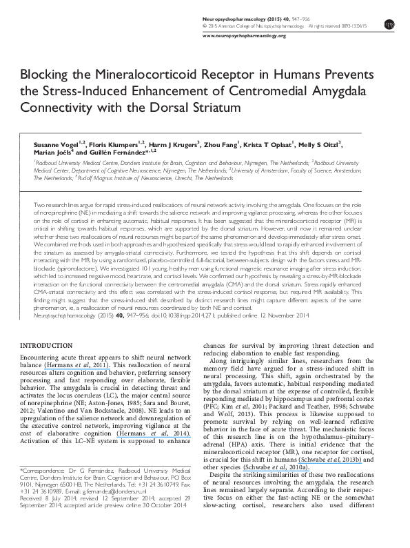 (PDF) Blocking the mineralocorticoid receptor in humans prevents the ...