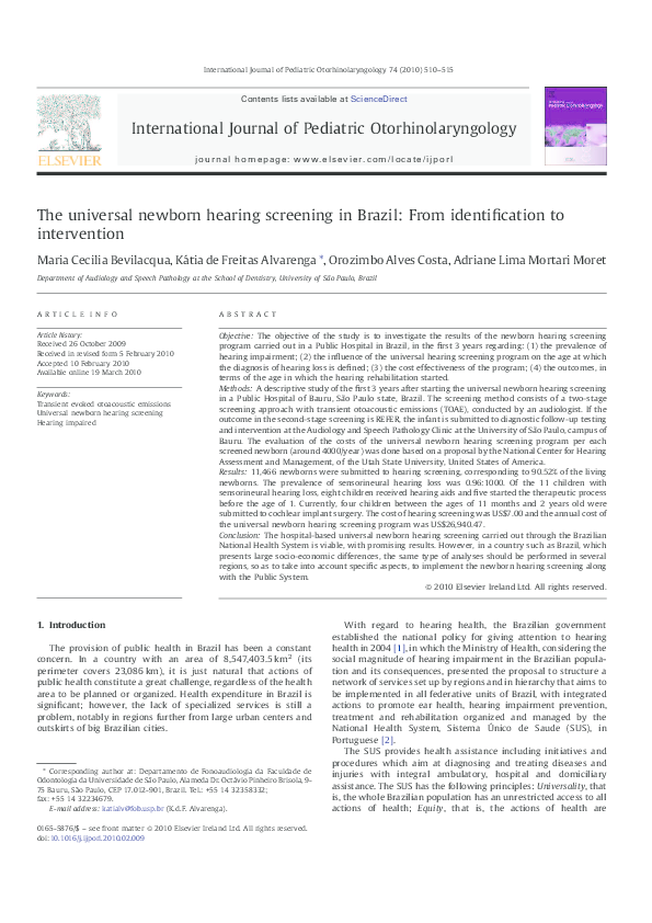 (PDF) The universal newborn hearing screening in Brazil: From ...