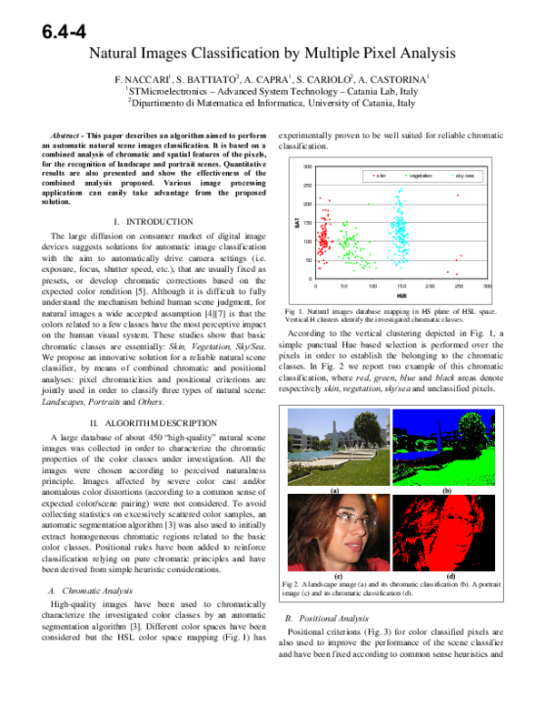 (PDF) Natural images classification by multiple pixel analysis
