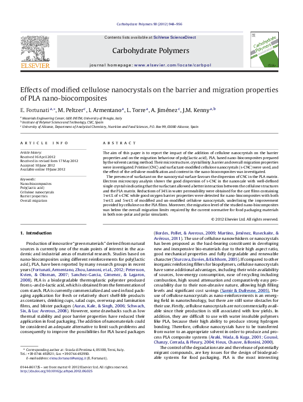(PDF) Effects of modified cellulose nanocrystals on the barrier and ...
