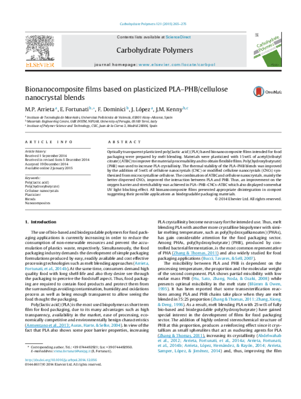 (PDF) Bionanocomposite films based on plasticized PLA–PHB/cellulose ...