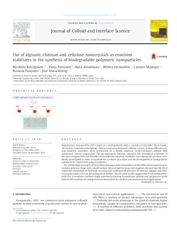 (PDF) Use of alginate, chitosan and cellulose nanocrystals as emulsion ...