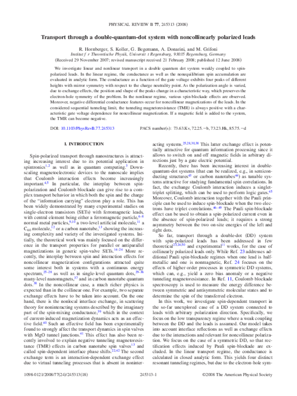 (PDF) Transport through a double-quantum-dot system with noncollinearly ...