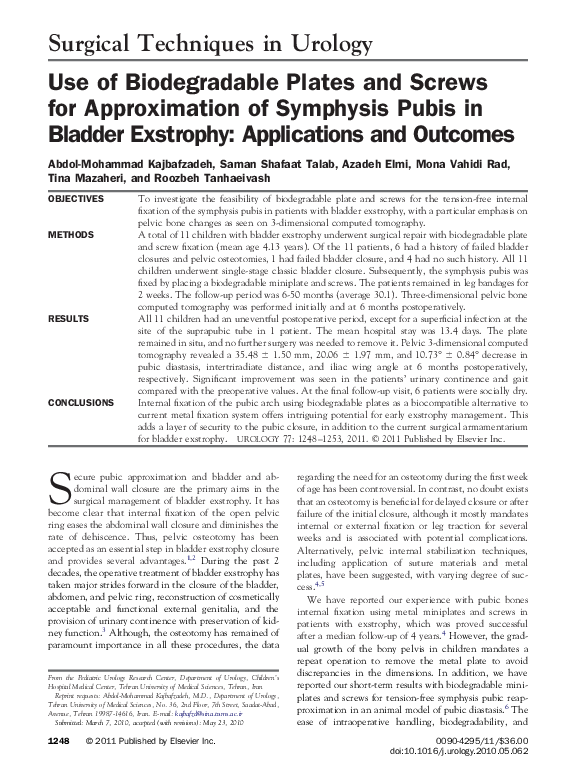 (PDF) Use of Biodegradable Plates and Screws for Approximation of ...