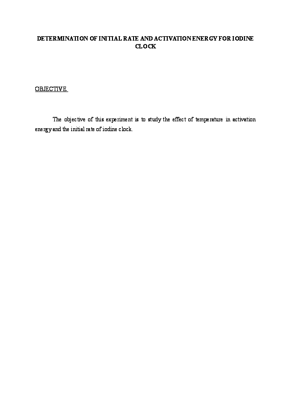 DOC) DETERMINATION OF INITIAL RATE AND ACTIVATION ENERGY FOR 