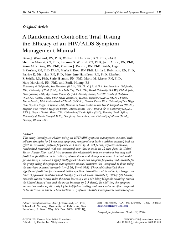 (PDF) A Randomized Controlled Trial Testing the Efficacy of an HIV/AIDS ...