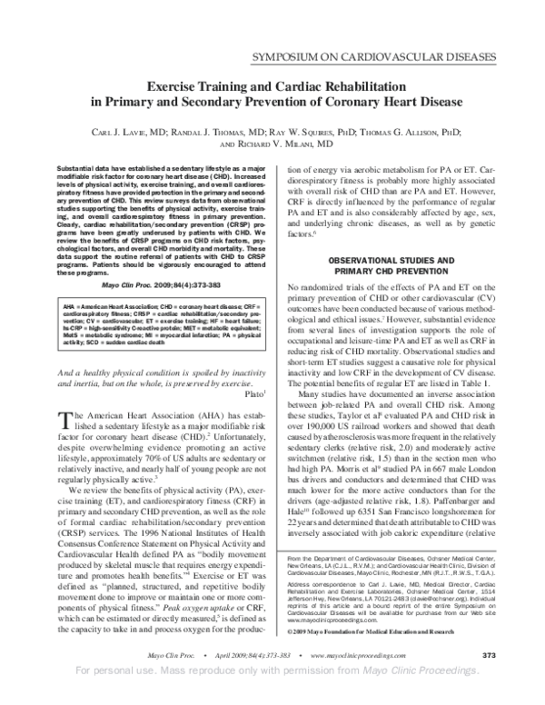 (PDF) Exercise Training and Cardiac Rehabilitation in Primary and ...