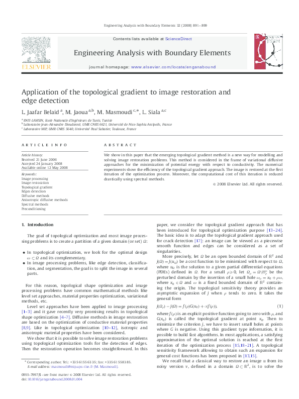 (PDF) Application of the topological gradient to image restoration and ...