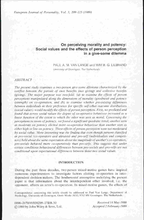 (PDF) On perceiving morality and potency: Social values and the effects ...