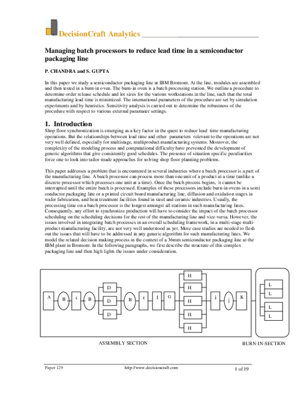(PDF) Managing batch processors to reduce lead time in a semiconductor ...