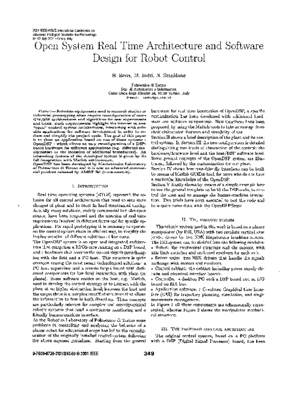 (PDF) Open system real time architecture and software design for robot ...