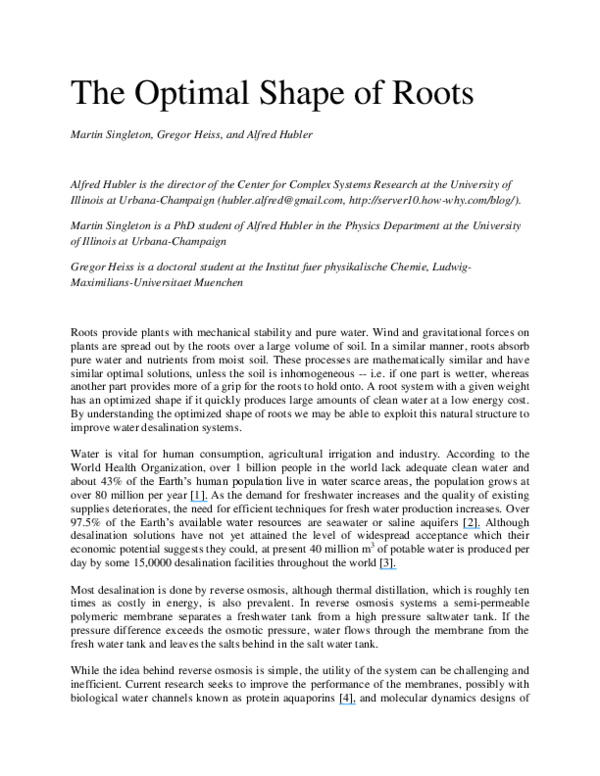 (PDF) The Optimal Shape of Roots
