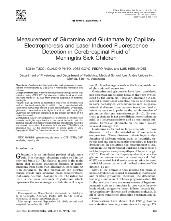 (PDF) Measurement of Glutamine and Glutamate by Capillary ...