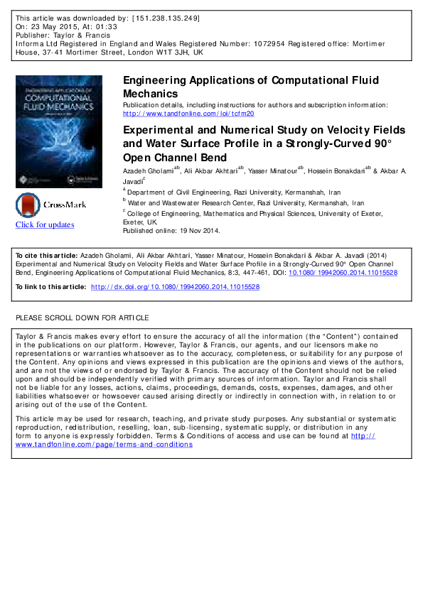 (PDF) Experimental and Numerical Study on Velocity Fields and Water ...