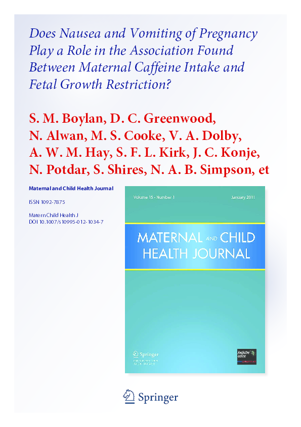 (PDF) Does Nausea and Vomiting of Pregnancy Play a Role in the ...