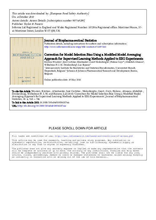 (PDF) Correction for Model Selection Bias Using a Modified Model ...