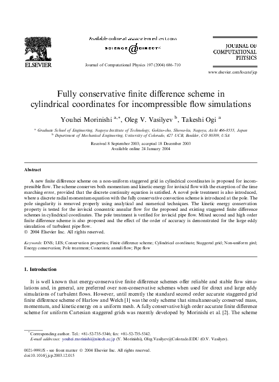 (PDF) Fully conservative finite difference scheme in cylindrical ...
