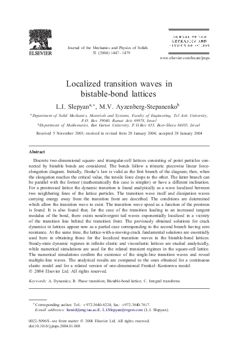 (PDF) Localized transition waves in bistable-bond lattices