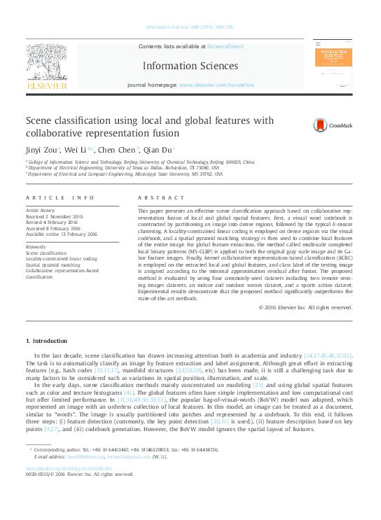 (PDF) Scene classification using local and global features with ...
