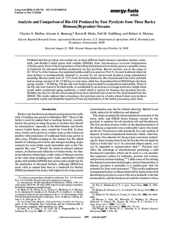 (PDF) Analysis and Comparison of Bio-Oil Produced by Fast Pyrolysis ...