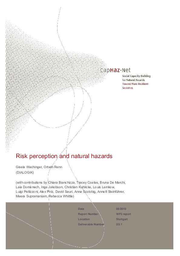 (PDF) Risk perception of natural hazards