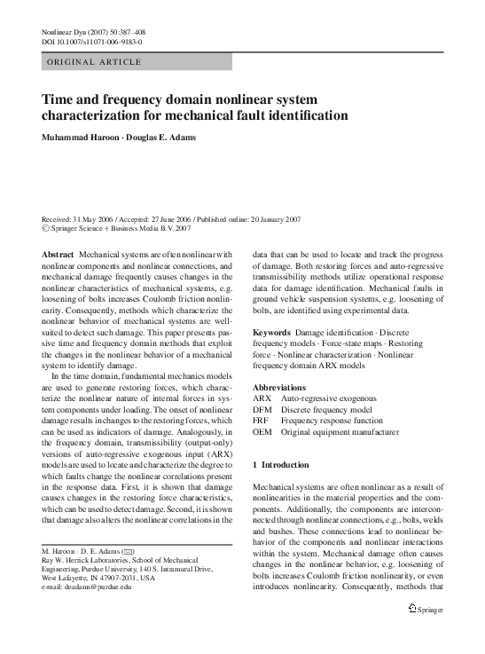 (PDF) Time and frequency domain nonlinear system characterization for ...