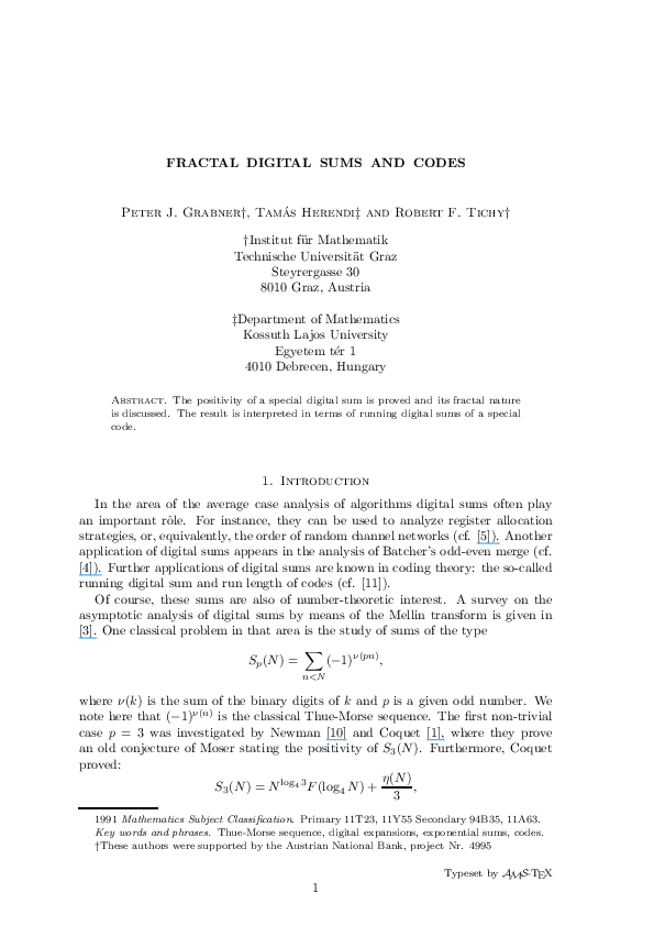 (PDF) Fractal digital sums and codes