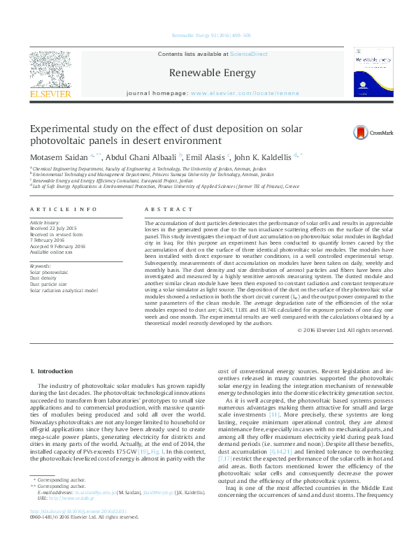 (PDF) Experimental study on the effect of dust deposition on solar ...