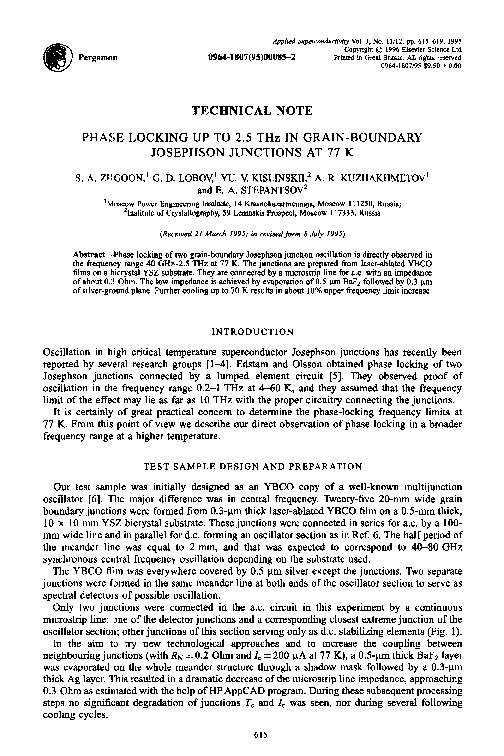 (PDF) Phase locking up to 2.5 THz in grain-boundary Josephson junctions ...