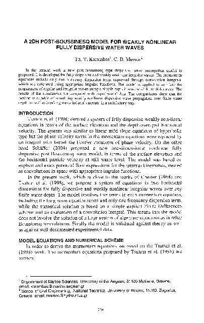 (PDF) Boussinesq Model for Weakly Nonlinear Fully Dispersive Water Waves