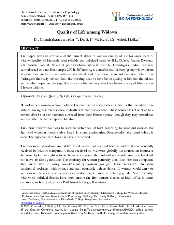 Widow life essay image