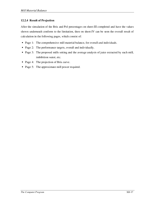 (PDF) Mill Material Balance 12.2.4 Result of Projection