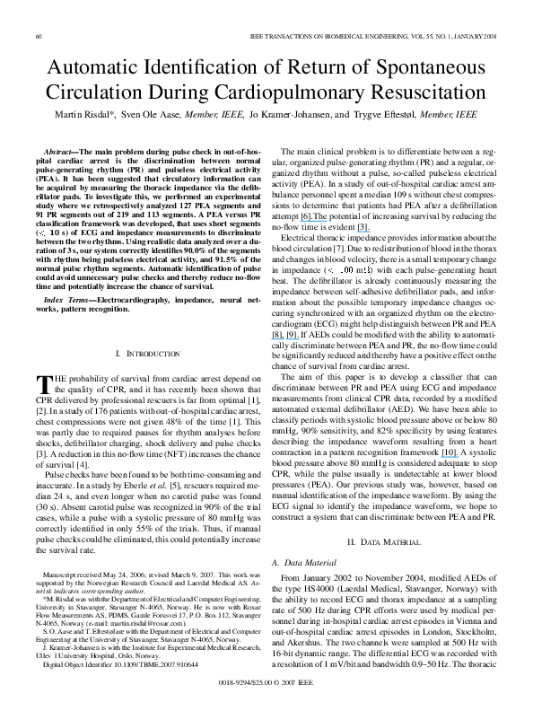 (PDF) Automatic Identification of Return of Spontaneous Circulation