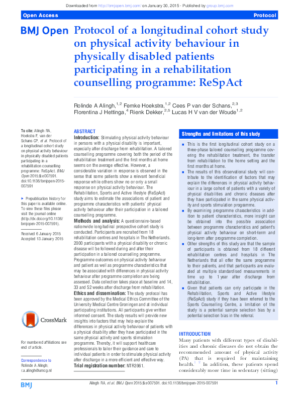 (PDF) Protocol of a longitudinal cohort study on physical activity ...