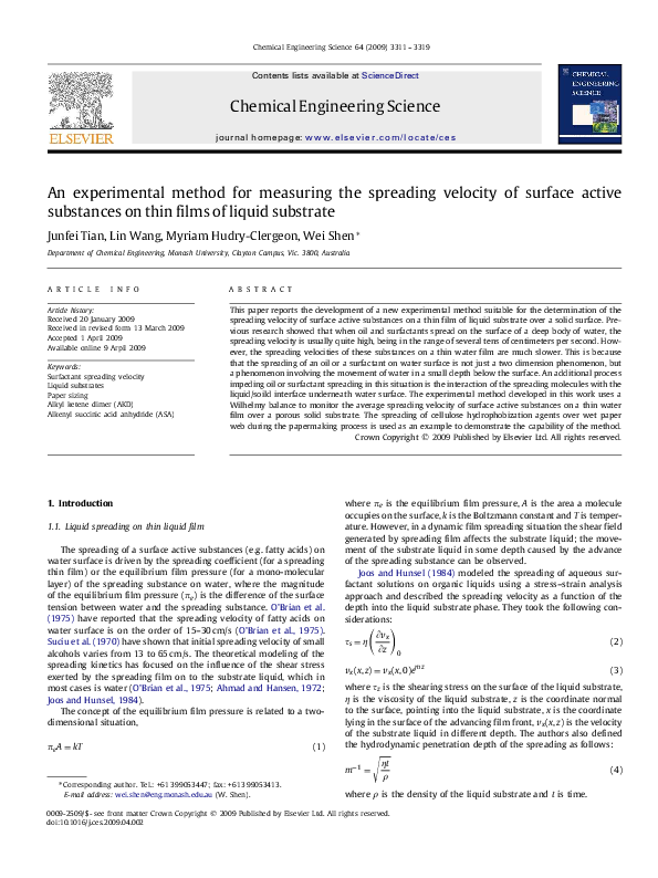 (PDF) An experimental method for measuring the spreading velocity of ...