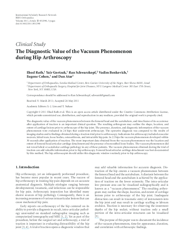 (PDF) The Diagnostic Value of the Vacuum Phenomenon during Hip